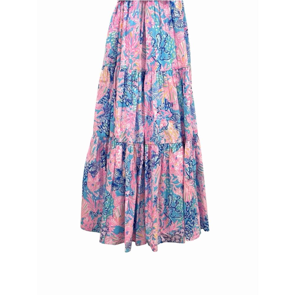 Lilly Pulitzer Edith Midi Dress Sz 2 Splendor in the Sand Colorful Floral Vaca - Picture 4 of 16